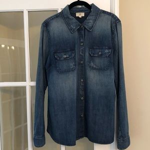 AG Distressed Denim Shirt